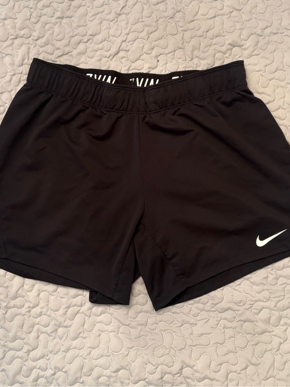Nike Black Women's Athletic Shorts with White Swoosh